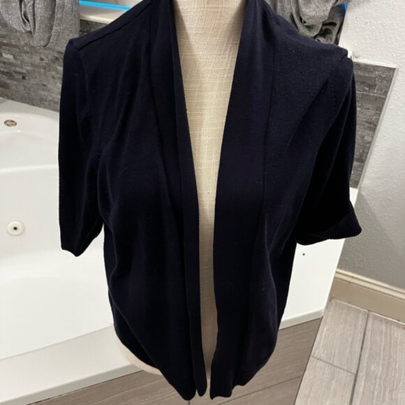 89th & Madison Navy Blue Shrug Sweater with Shawl Collar - Picture 2 of 6